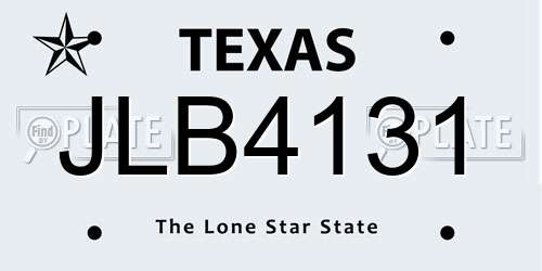 JLB4131 Texas License Plate