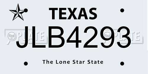 JLB4293 Texas License Plate