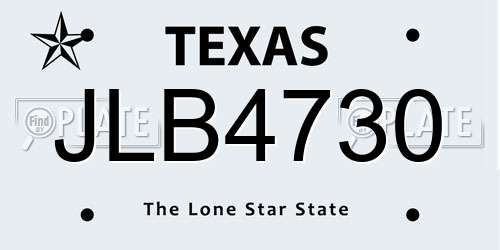 JLB4730 Texas License Plate