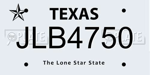 JLB4750 Texas License Plate