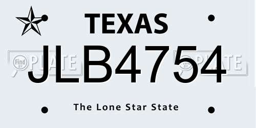 JLB4754 Texas License Plate