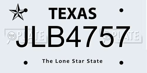 JLB4757 Texas License Plate