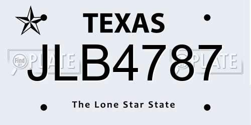 JLB4787 Texas License Plate