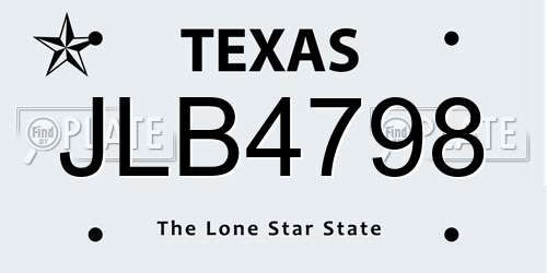 JLB4798 Texas License Plate