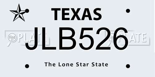 JLB526 Texas License Plate