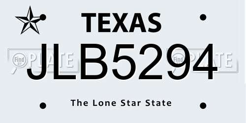 JLB5294 Texas License Plate