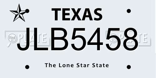 JLB5458 Texas License Plate