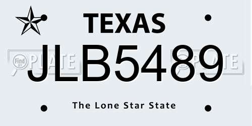JLB5489 Texas License Plate