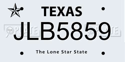 JLB5859 Texas License Plate