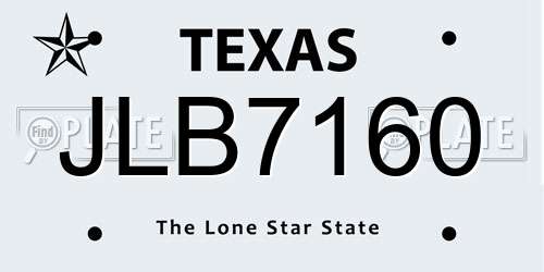 JLB7160 Texas License Plate