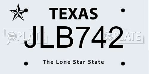 JLB742 Texas License Plate