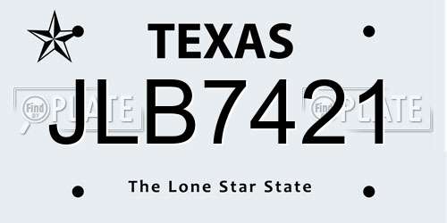 JLB7421 Texas License Plate