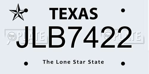 JLB7422 Texas License Plate
