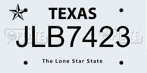 JLB7423 Texas License Plate