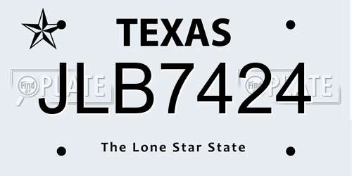 JLB7424 Texas License Plate