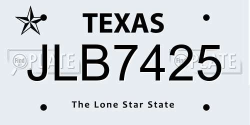 JLB7425 Texas License Plate
