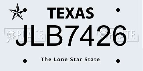 JLB7426 Texas License Plate