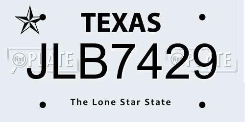 JLB7429 Texas License Plate