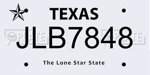JLB7848 Texas License Plate