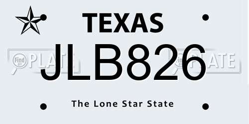 JLB826 Texas License Plate