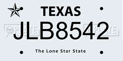 JLB8542 Texas License Plate