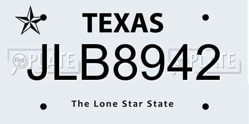 JLB8942 Texas License Plate