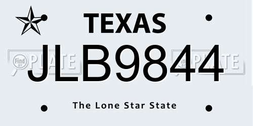 JLB9844 Texas License Plate