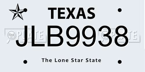 JLB9938 Texas License Plate