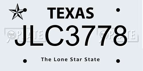 JLC3778 Texas License Plate
