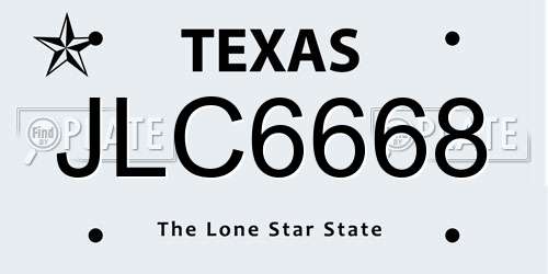 JLC6668 Texas License Plate