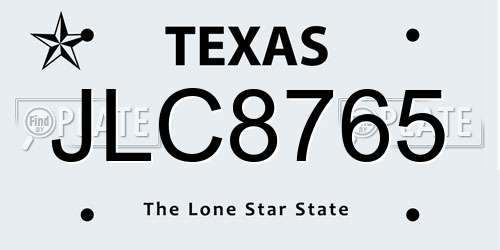 JLC8765 Texas License Plate