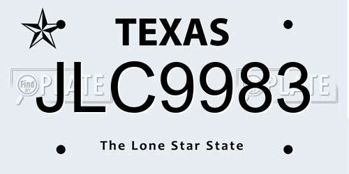 JLC9983 Texas License Plate