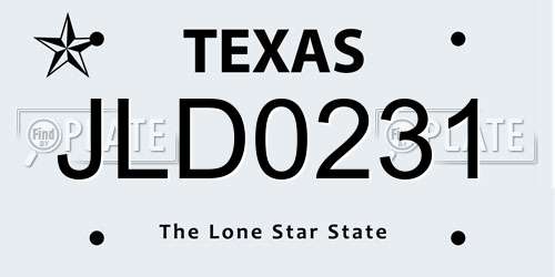 JLD0231 Texas License Plate