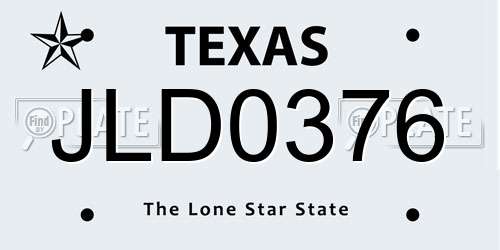 JLD0376 Texas License Plate