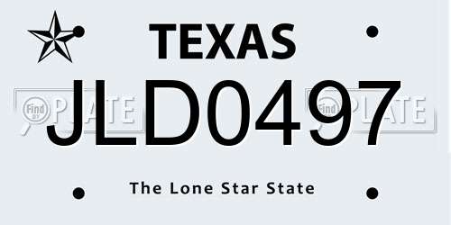 JLD0497 Texas License Plate