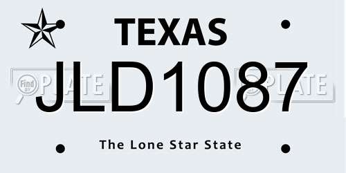 JLD1087 Texas License Plate
