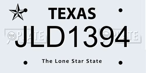 JLD1394 Texas License Plate