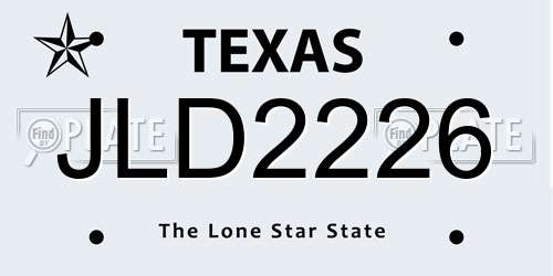 JLD2226 Texas License Plate