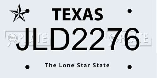 JLD2276 Texas License Plate