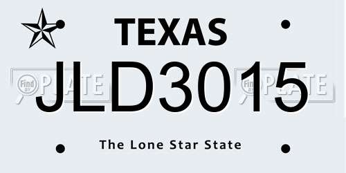 JLD3015 Texas License Plate