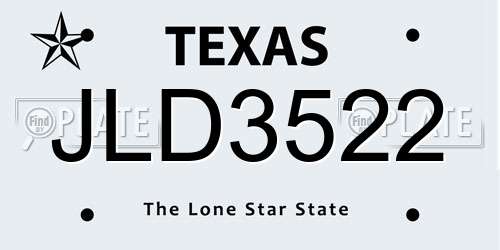 JLD3522 Texas License Plate