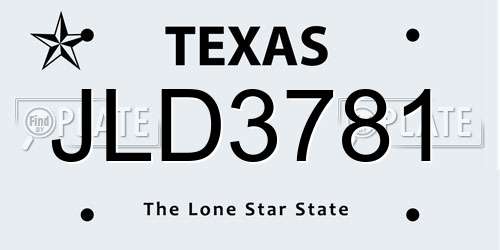 JLD3781 Texas License Plate
