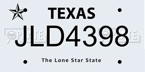 JLD4398 Texas License Plate