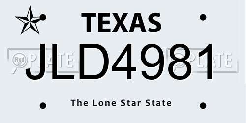 JLD4981 Texas License Plate