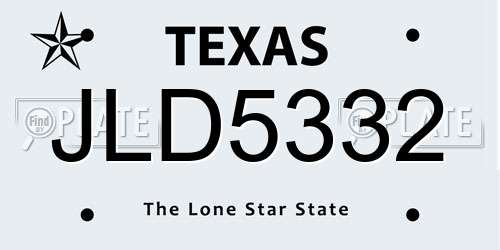 JLD5332 Texas License Plate