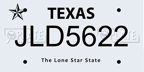 JLD5622 Texas License Plate