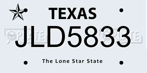 JLD5833 Texas License Plate
