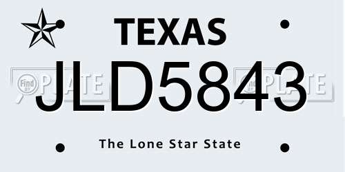 JLD5843 Texas License Plate