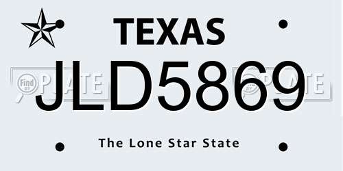 JLD5869 Texas License Plate