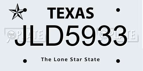 JLD5933 Texas License Plate